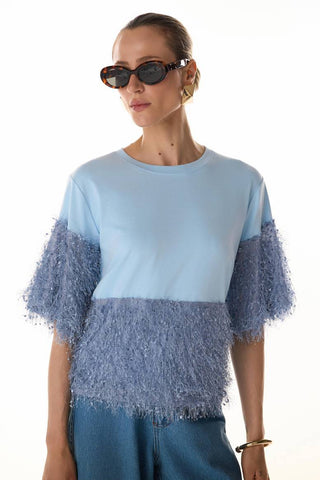 T-shirt Recortes Frufru - Azul Claro 411513AZ08.