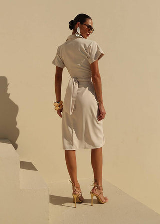 Vestido Leve C/ Amarração - Areia 221407BG02.