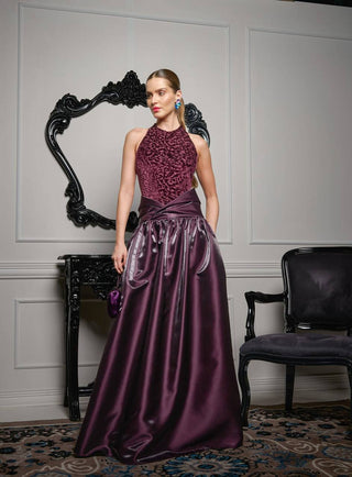 Vestido Longo C/saia Sobresaia Drape - Vinho 281522VM05