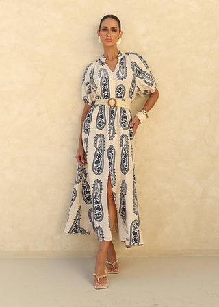 Vestido Pasley Azul - Bege 221414BG01..