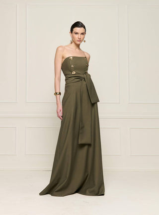 Vestido Longo Alfaiataria Sensociale - Oliva 431517VD04.