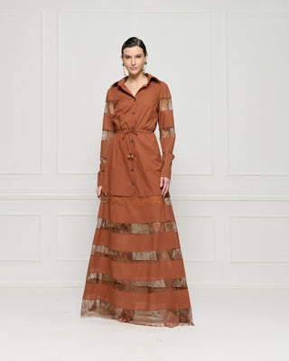Vestido Chemisie Com Renda - Chocolate 431522MA05