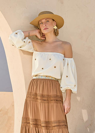 Blusa Ombro A Ombro Cool - Off White 211420BR03 OFF..