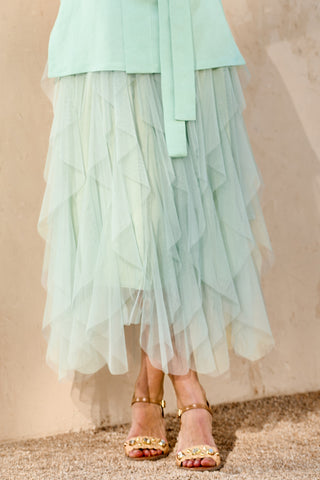 Saia De Tule Recortes Organicos - Verde 261412VD01..