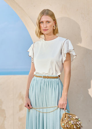 Blusa Mangas Laise - Off White 211442BR03 OFF..