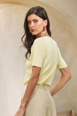 T-shirt Trico C/bordado Tulipa - Amarelo 211465AM01.