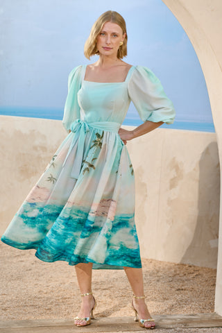 Vestido Print Coqueiros Midi - Estampa Coqueiros 221434EST01