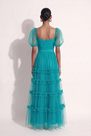 Dress Party Marcela Azul Claro - costas