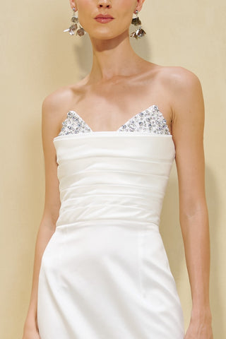 Vestido Pregas C/ Bordado - Off White 271434BR03 OFF..
