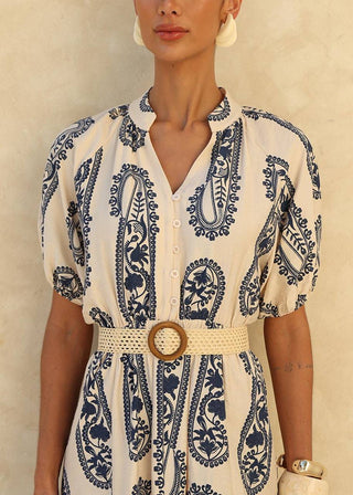 Vestido Pasley Azul - Bege 221414BG01..