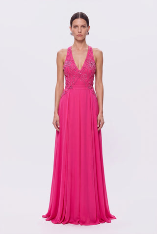Dress Party Karine Bordado Pink - frente