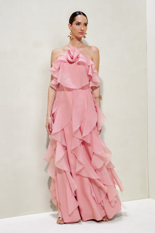Vestido Babados Frente Unica - Rosa Candy 2814176356