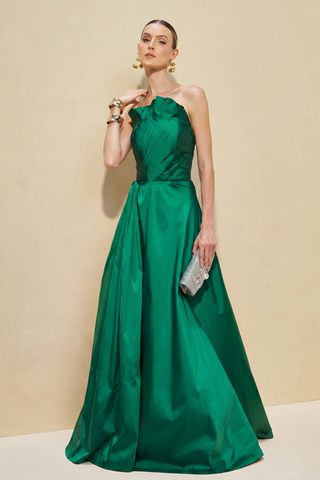 Vestido Tqc Origami E Enrosco Na Saia - Verde Esmeralda 2814281571