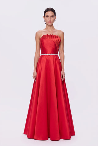 Vestido Bicolor Dobraduras Assimetricas Red - frente