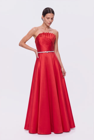 Vestido Bicolor Dobraduras Assimetricas Red - pose