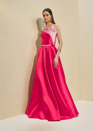 Vestido Bicolor Dobraduras Assimetricas - Red 281448327