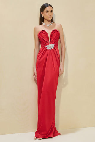 Vestido Drape No Top E Na Saia - Red 281450327