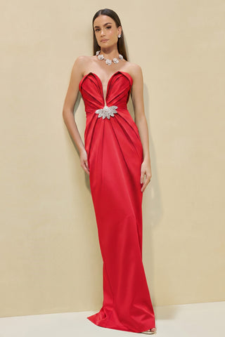 Vestido Drape No Top E Na Saia - Red 281450327