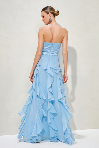 Vestido Duas Texturas c/ Babados