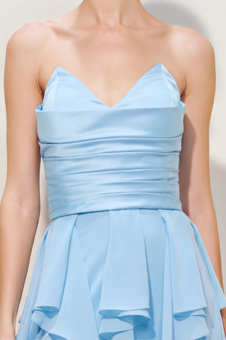 Vestido Duas Texturas c/ Babados