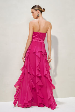 Vestido Duas Texturas c/ Babados