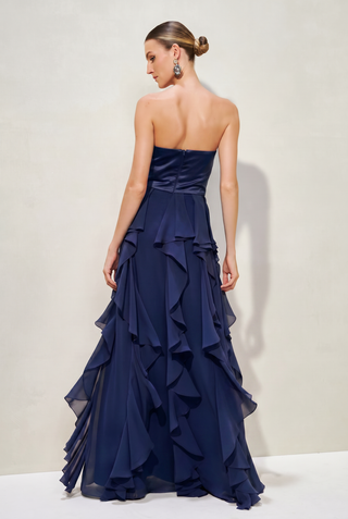 Vestido Duas Texturas c/ Babados