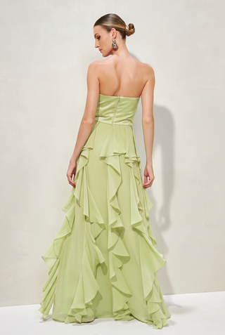 Vestido Duas Texturas c/ Babados