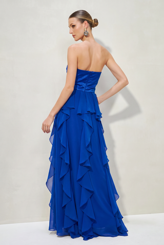 Vestido Duas Texturas c/ Babados