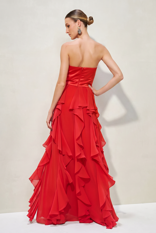 Vestido Duas Texturas c/ Babados