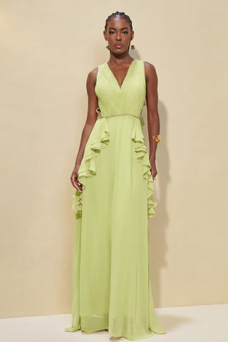 Vestido Drapeadoc/recort E Babados - Lemon 281484292.