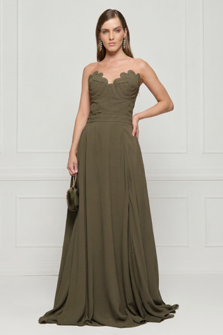 Vestido Recorte Leque - Oliva 281502VD04.
