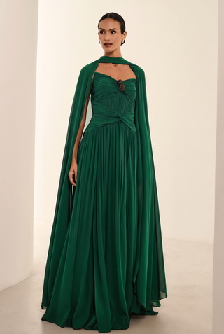 Vestido Tqc Drapeado C/capa - Esmeralda 281507VD17