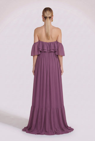 Vestido Ombro A Ombro Fluido Ametista - costas