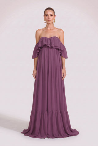 Vestido Ombro A Ombro Fluido Ametista - frente