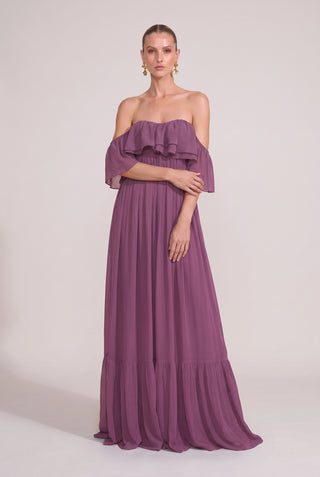 Vestido Ombro A Ombro Fluido Ametista - pose