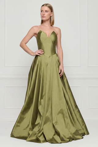 Vestido Recorte V Na Cintura - Oliva Soft 2815381037