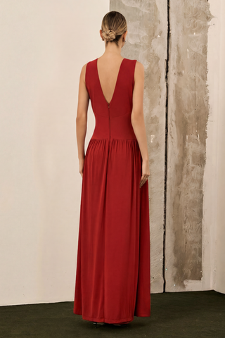 Vestido Jersey Cintura Drapeada - Vermelho 281548VM01..