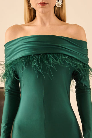 Vestido Ombro A Ombro Drape C/fenda - Floresta 281562VD07
