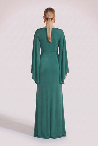 Vestido Mangas Amplas Em Jersey Floresta - costas