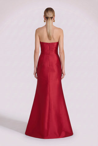 Vestido Com Recortes E Pregas Vermelho - costas