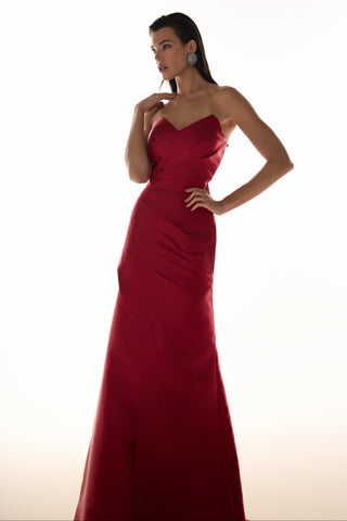 Vestido Com Recortes E Pregas - Vermelho 281598VM01..