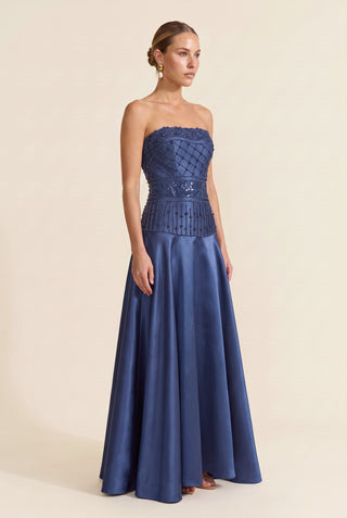 Vestido Tqc Top Alongado Bordado - Azul Denim - pose