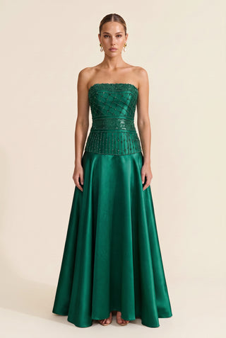 Vestido Tqc Top Alongado Bordado - Esmeralda - frente
