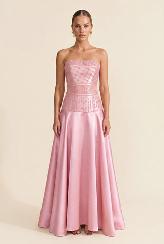 Vestido Tqc Top Alongado Bordado - Rosa Candy - frente