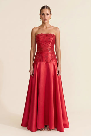 Vestido Tqc Top Alongado Bordado - Vermelho - frente