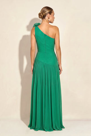Vestido Ombro Só Drapeado - Esmeralda - costas