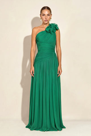 Vestido Ombro Só Drapeado - Esmeralda - frente