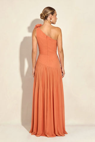 Vestido Ombro Só Drapeado - Laranja - costas