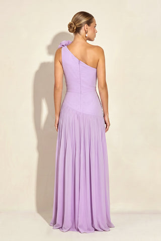 Vestido Ombro Só Drapeado - Lavanda - costas