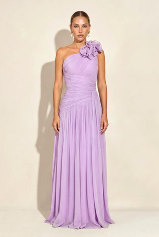 Vestido Ombro Só Drapeado - Lavanda - frente